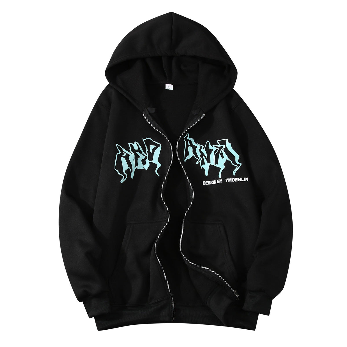 Vintage Zip Up Hoodies Women Harajuku Casual Letter Print Long Sleeve Loose Hooded Sweatshirts Goth Streetwear Jackets Coats Y2k