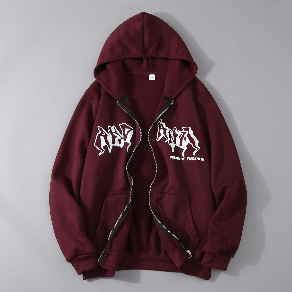 Vintage Zip Up Hoodies Women Harajuku Casual Letter Print Long Sleeve Loose Hooded Sweatshirts Goth Streetwear Jackets Coats Y2k