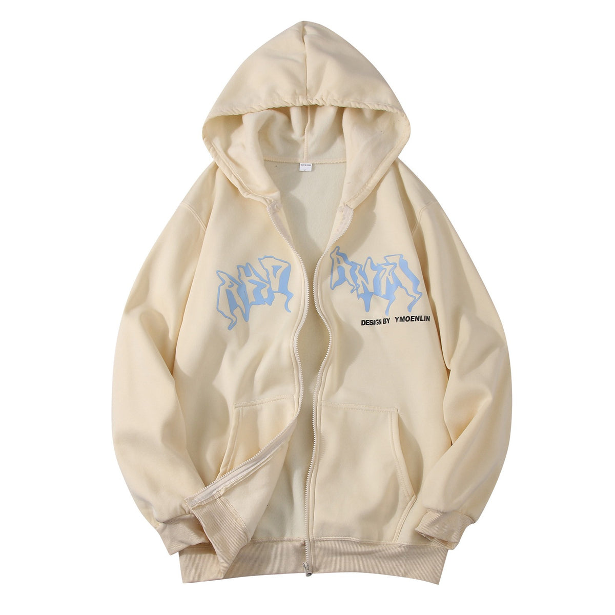 Vintage Zip Up Hoodies Women Harajuku Casual Letter Print Long Sleeve Loose Hooded Sweatshirts Goth Streetwear Jackets Coats Y2k