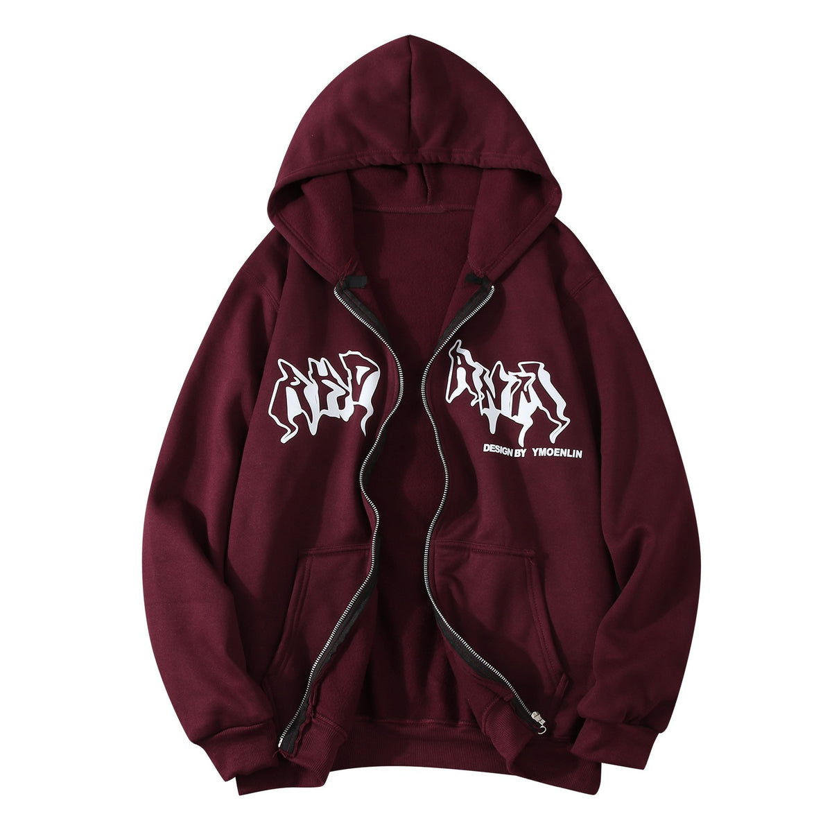 Vintage Zip Up Hoodies Women Harajuku Casual Letter Print Long Sleeve Loose Hooded Sweatshirts Goth Streetwear Jackets Coats Y2k
