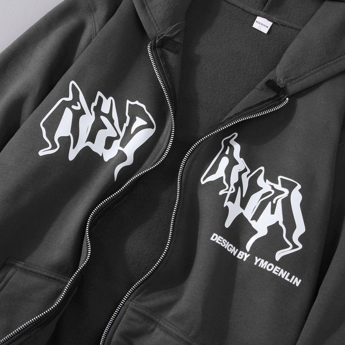 Vintage Zip Up Hoodies Women Harajuku Casual Letter Print Long Sleeve Loose Hooded Sweatshirts Goth Streetwear Jackets Coats Y2k